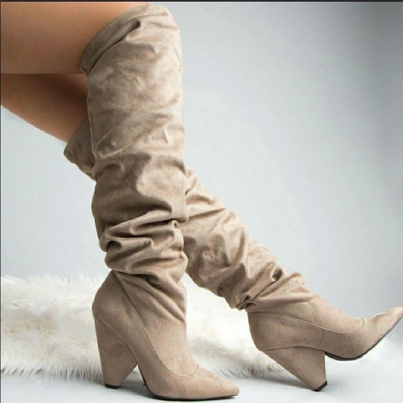 ahleetah Shoes - CHARLIE Suede slouchy knee high heel boots